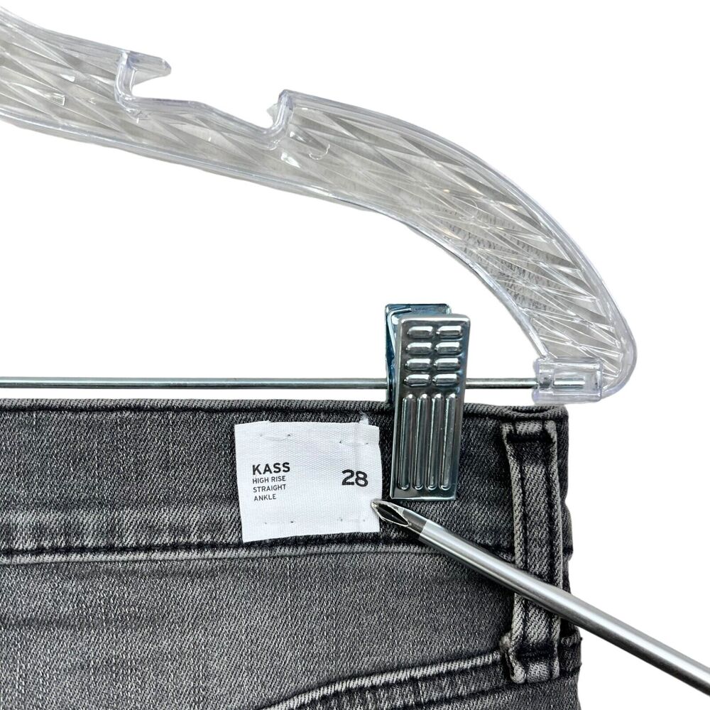 Hudson Womens Jeans KASS Straight Ankle Raw Hem Distressed 5 Pocket Zip Gray 28* - Picture 7 of 7